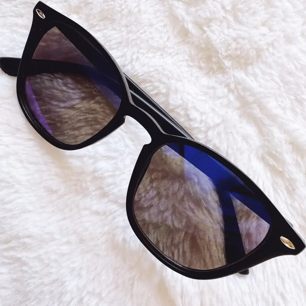 Milo Blue Oversized Oval Horn Rims Sunglasses